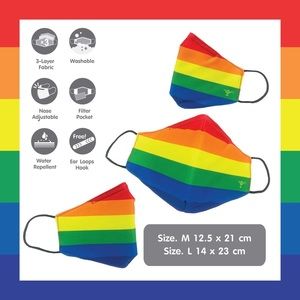 Rainbow Face mask, nose wire, cotton Filter pocket